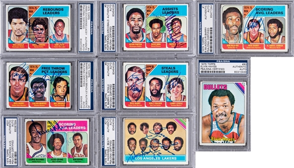 1975/76 Topps Basketball Signed Cards Collection (15 Different) Including 12 Hall of Fame Signatures